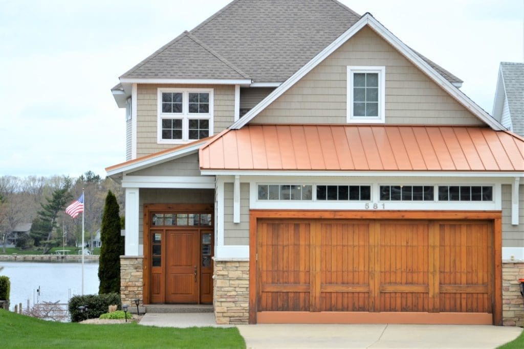 A home with a copper roof