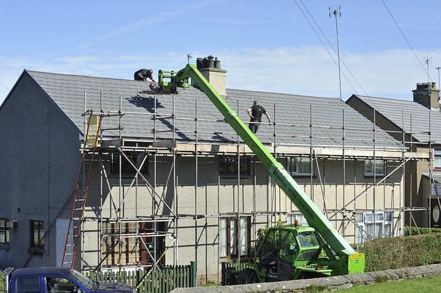 Scaffolding on a roof ready to be repaired 