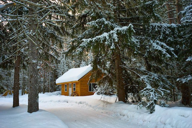a cabin in the snow