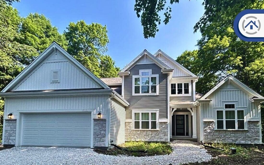 A newly built home with gutters and gutter guards