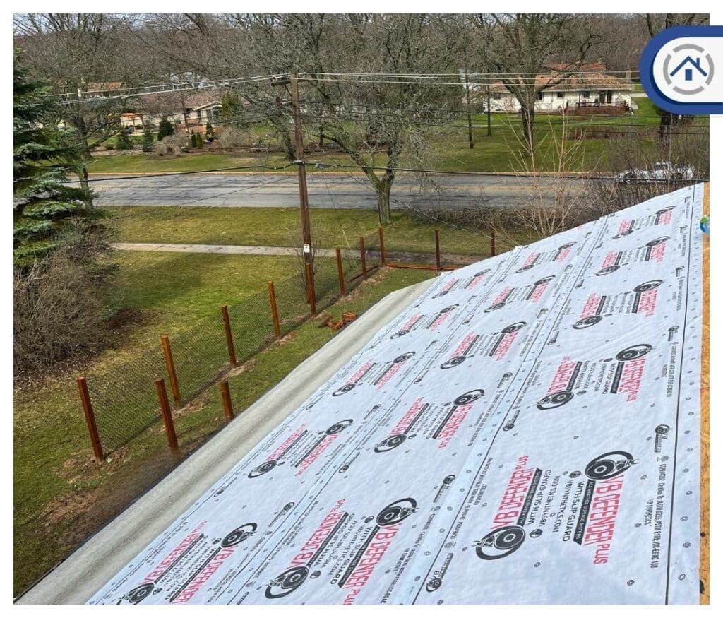 a roofing underlayment installed