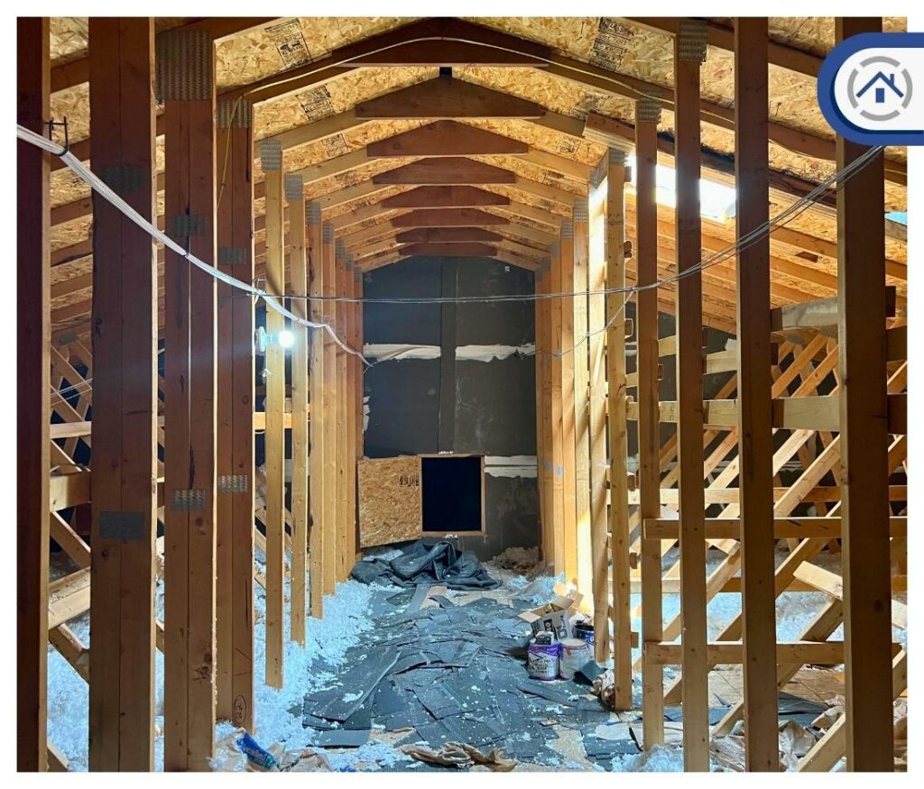 attic (checking the attic is part of annual roof inspection)