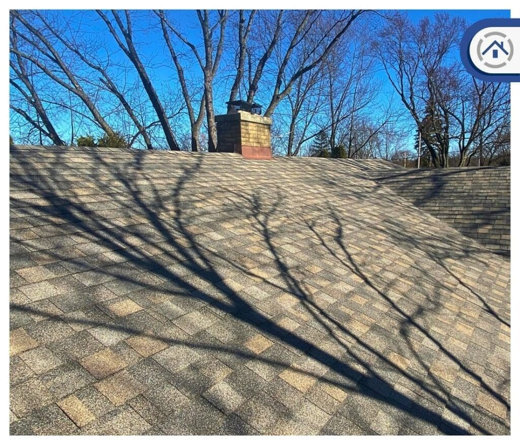 A newly installed asphalt shingle roof