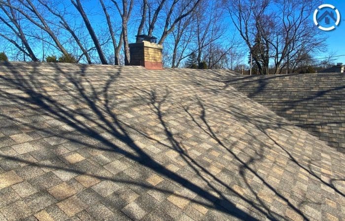 A newly installed asphalt shingle roof
