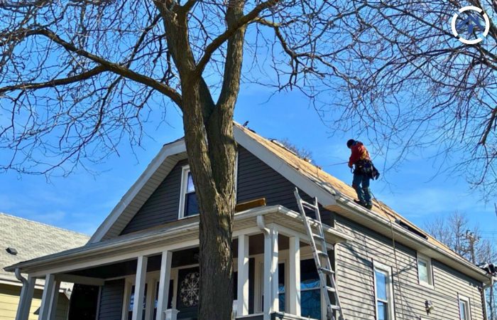 Chimney removal on a roof