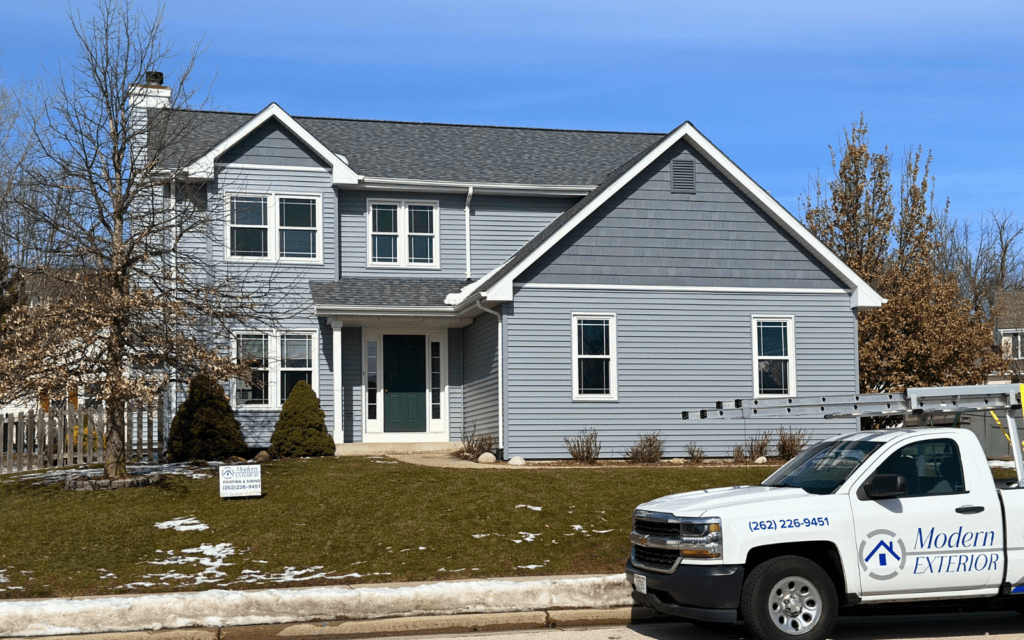 Wisconsin home featuring new vinyl siding installation by Modern Exterior, showcasing durable, energy-efficient materials and enhanced curb appeal.