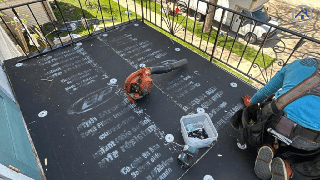 EPDM installation on a porch