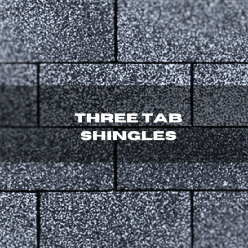 a single photo of three tabl shingles with text in the middle