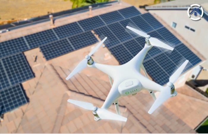 A drone being used for roofing inspection