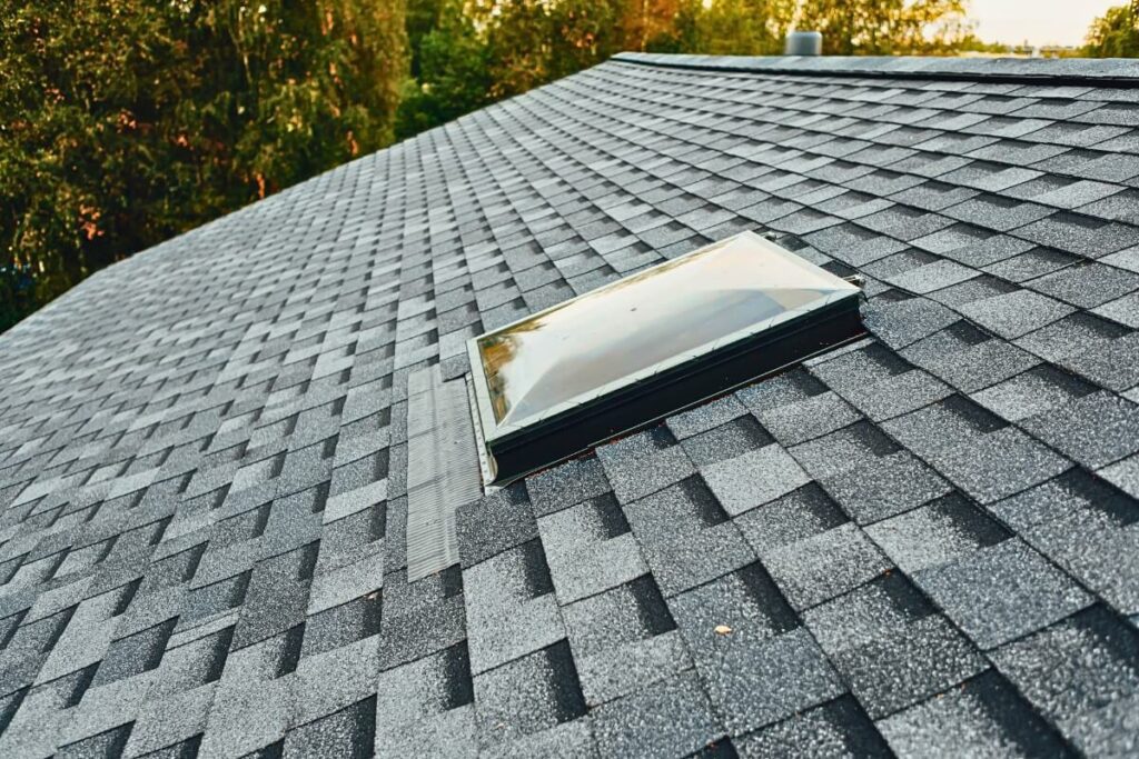 A newly installed asphalt shingle roof