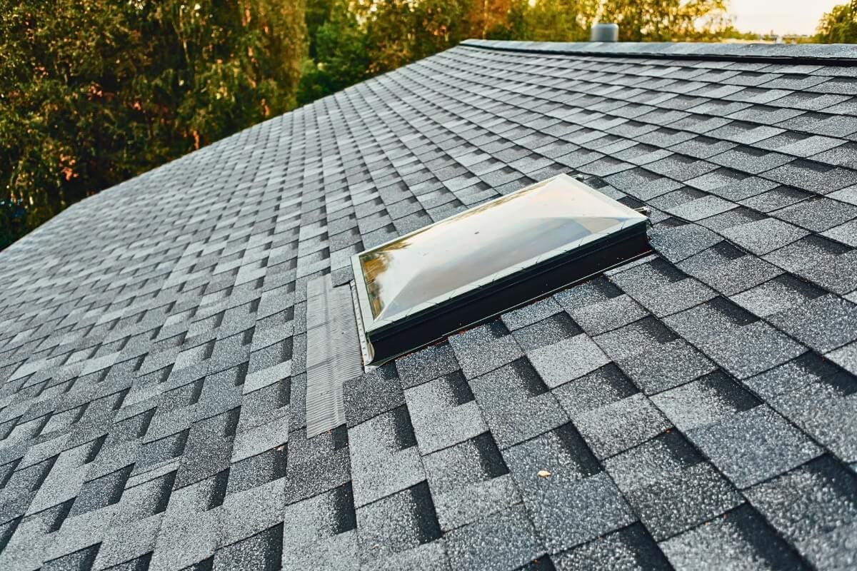 A newly installed asphalt shingle roof