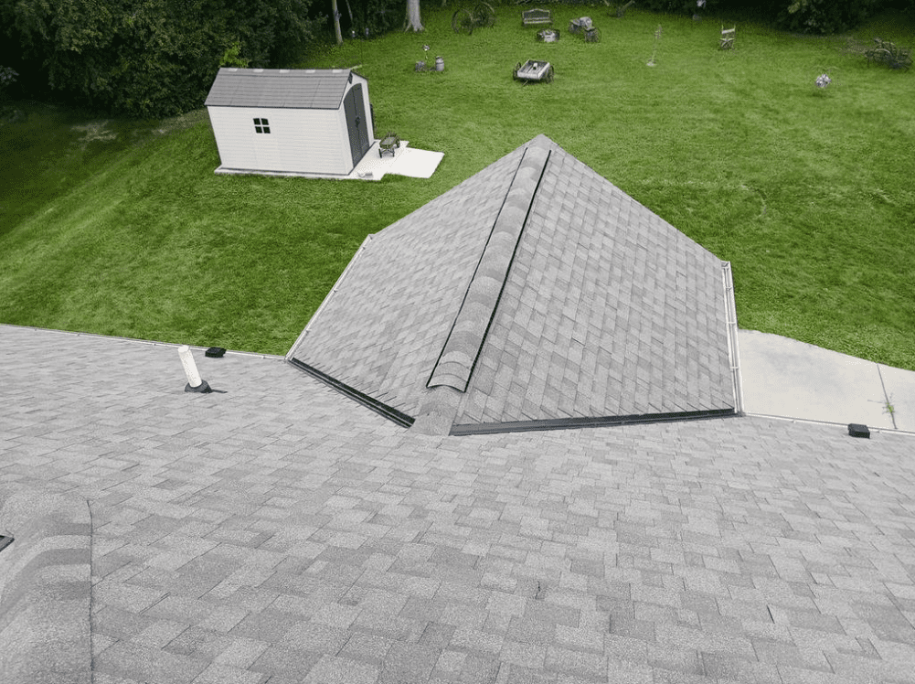 Roof valleys properly protected with ice and water barrier and a ridge vent installed on Hales Corners home during hail damage roof replacement by Modern Exterior